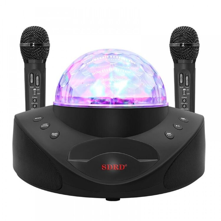 Караоке система на два микрофона с LED Диско-шаром SDRD SD-308 gold