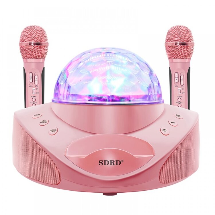 Караоке система на два микрофона с LED Диско-шаром SDRD SD-308 gold