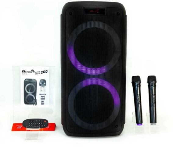 Караоке колонка ELTRONIC 20-12 с 2 радиомикрофонами 800 Вт
