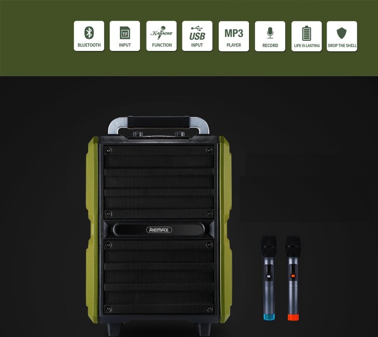 Караоке Комбик колонка с Bluetooth и 2 радиомикрофона Remax RB-X5 200 Вт